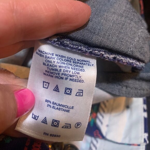 Lands End Chino Pants Mid-Rise Straight Leg Colorful Aztec Tile Print Size 8 New - Picture 7 of 12